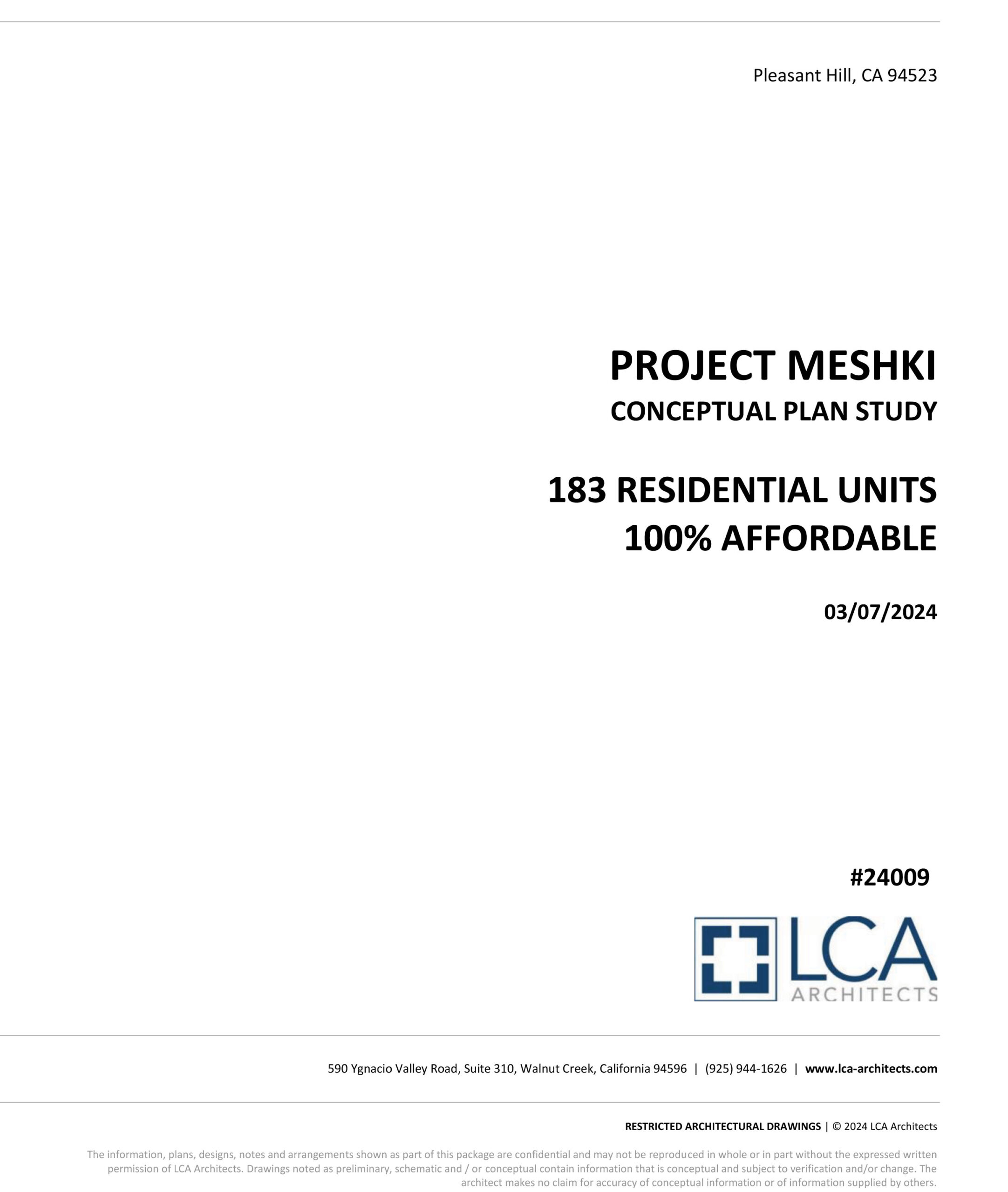 183 Residential Units Conceptual Plan Study 183 Residential Units Conceptual Plan Study